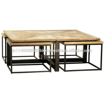 Industrial Vintage Living Room Coffee Table and 4 stools